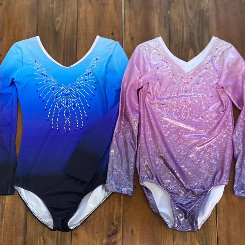 Gymnastics Leotards Blue and Pink Set